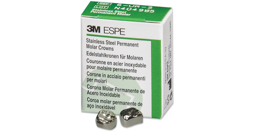 3M ESPE DENTAL STAINLESS STEEL Permanent Molar - Adult CROWN All Sizes 5-Pk