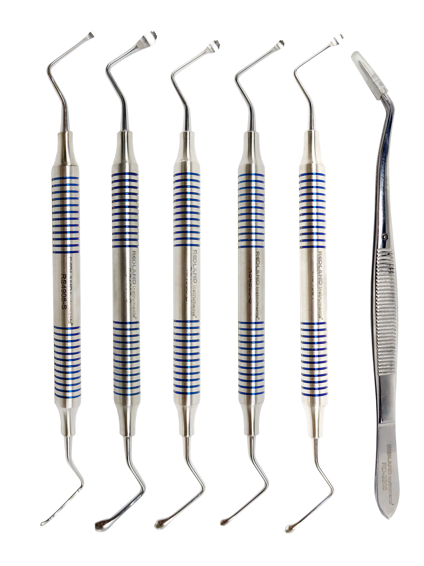Redland Implant Dental BlueSeries Serrated Surgical Curette Kit 6pcs