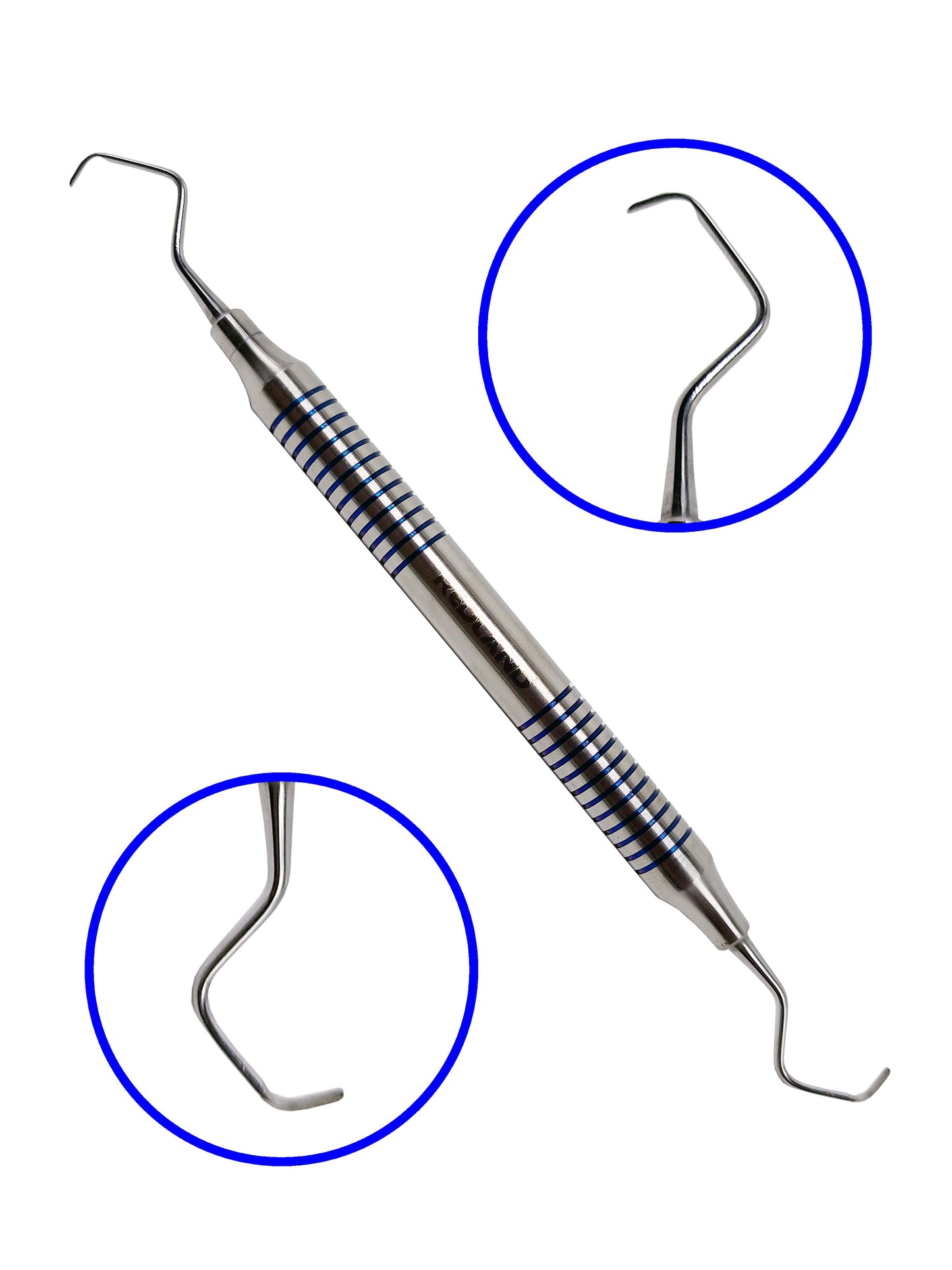 REDLAND DENTAL HYGIENIST SCALER CURETTES AUTOCLAVABLE CASSETTE (7 PC) BLUE AND GOLD LINE