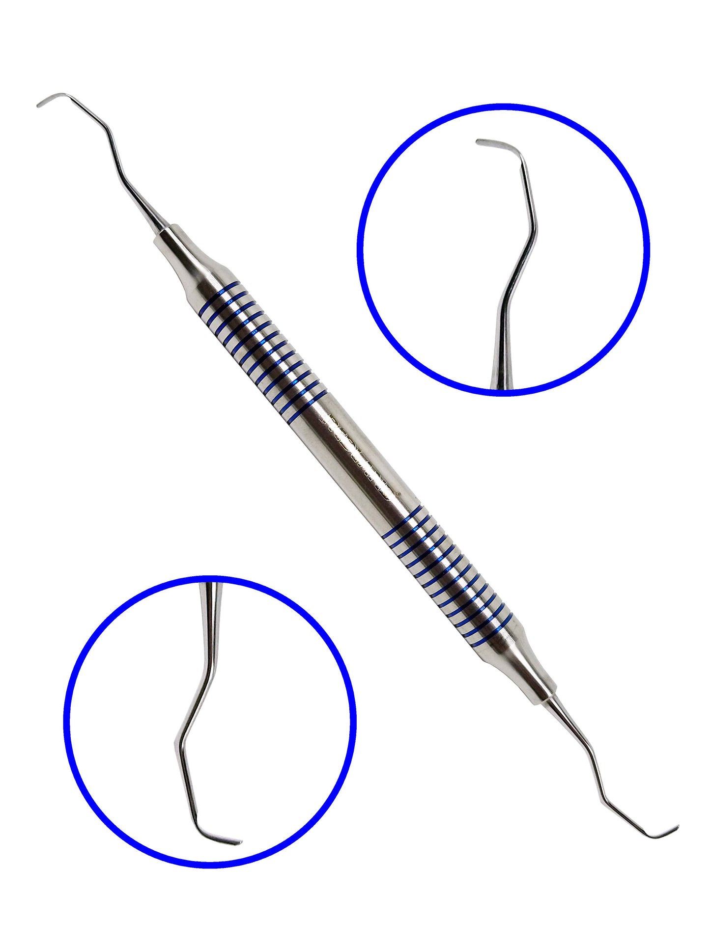 REDLAND DENTAL HYGIENIST SCALER CURETTES AUTOCLAVABLE CASSETTE (7 PC) BLUE AND GOLD LINE