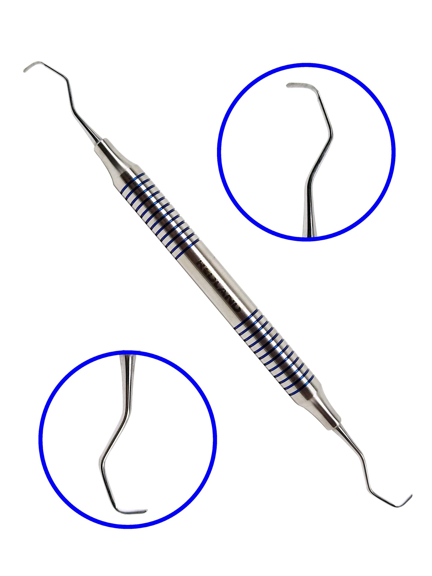 REDLAND DENTAL HYGIENIST SCALER CURETTES AUTOCLAVABLE CASSETTE (7 PC) BLUE AND GOLD LINE