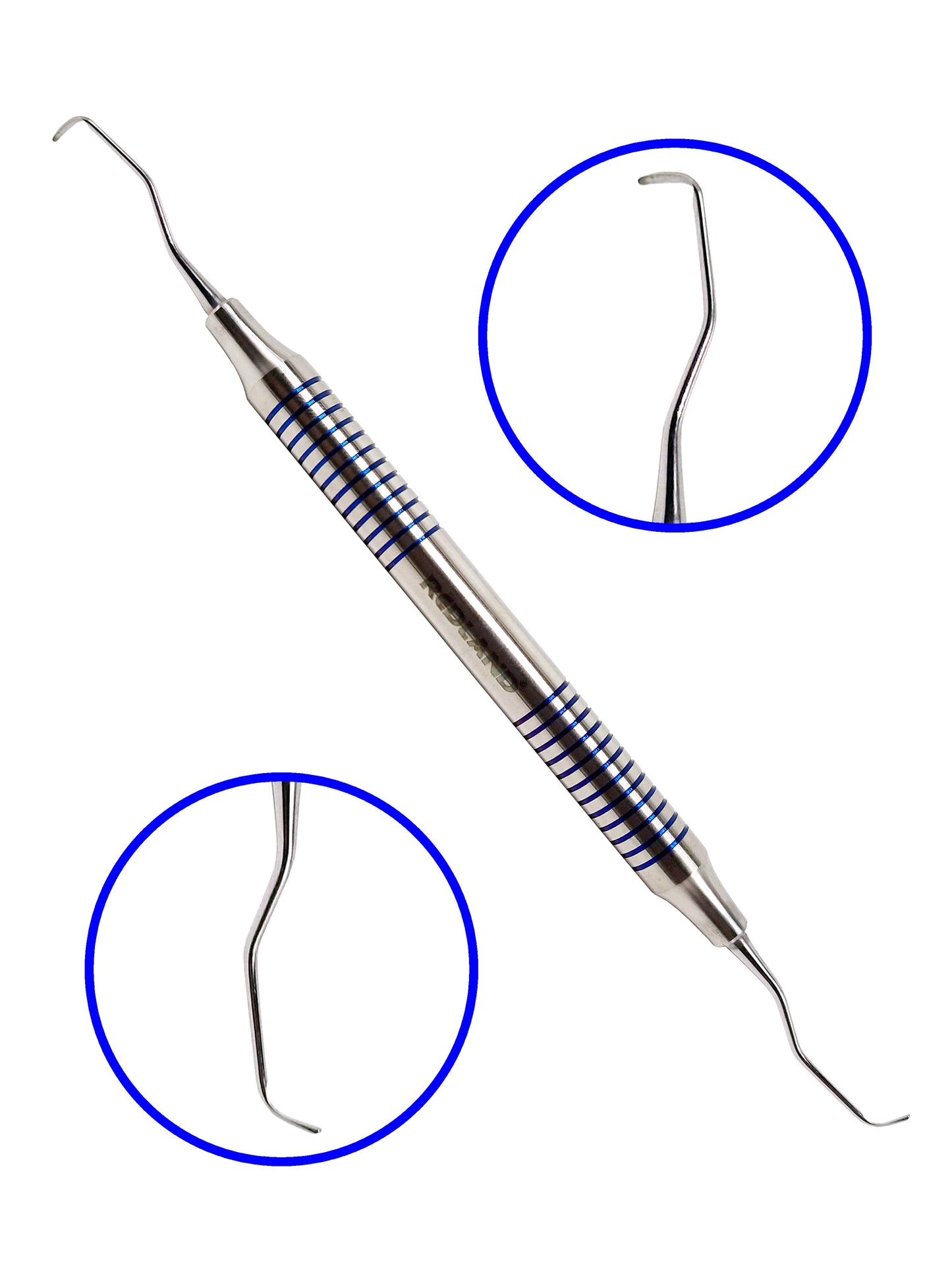 REDLAND DENTAL HYGIENIST SCALER CURETTES AUTOCLAVABLE CASSETTE (7 PC) BLUE AND GOLD LINE