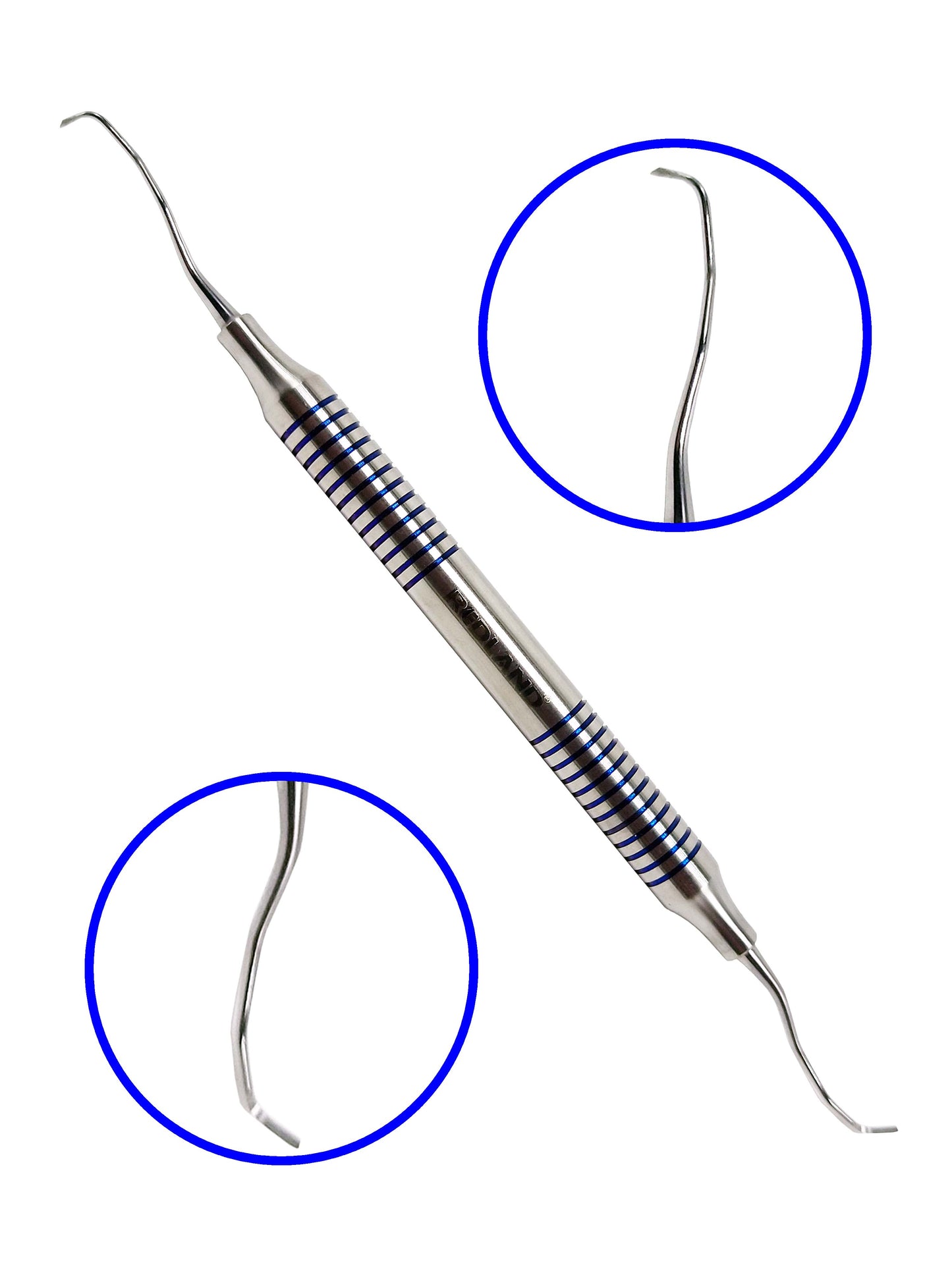 REDLAND DENTAL HYGIENIST SCALER CURETTES AUTOCLAVABLE CASSETTE (7 PC) BLUE AND GOLD LINE