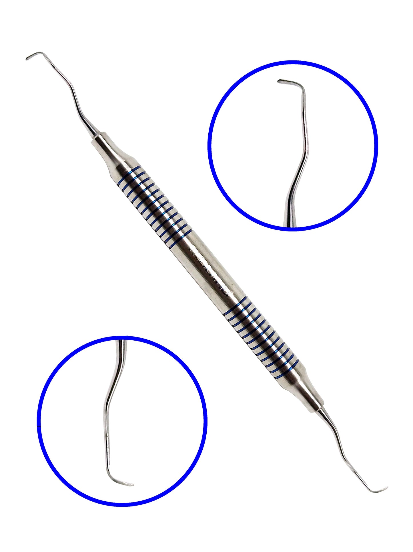REDLAND DENTAL HYGIENIST SCALER CURETTES AUTOCLAVABLE CASSETTE (7 PC) BLUE AND GOLD LINE