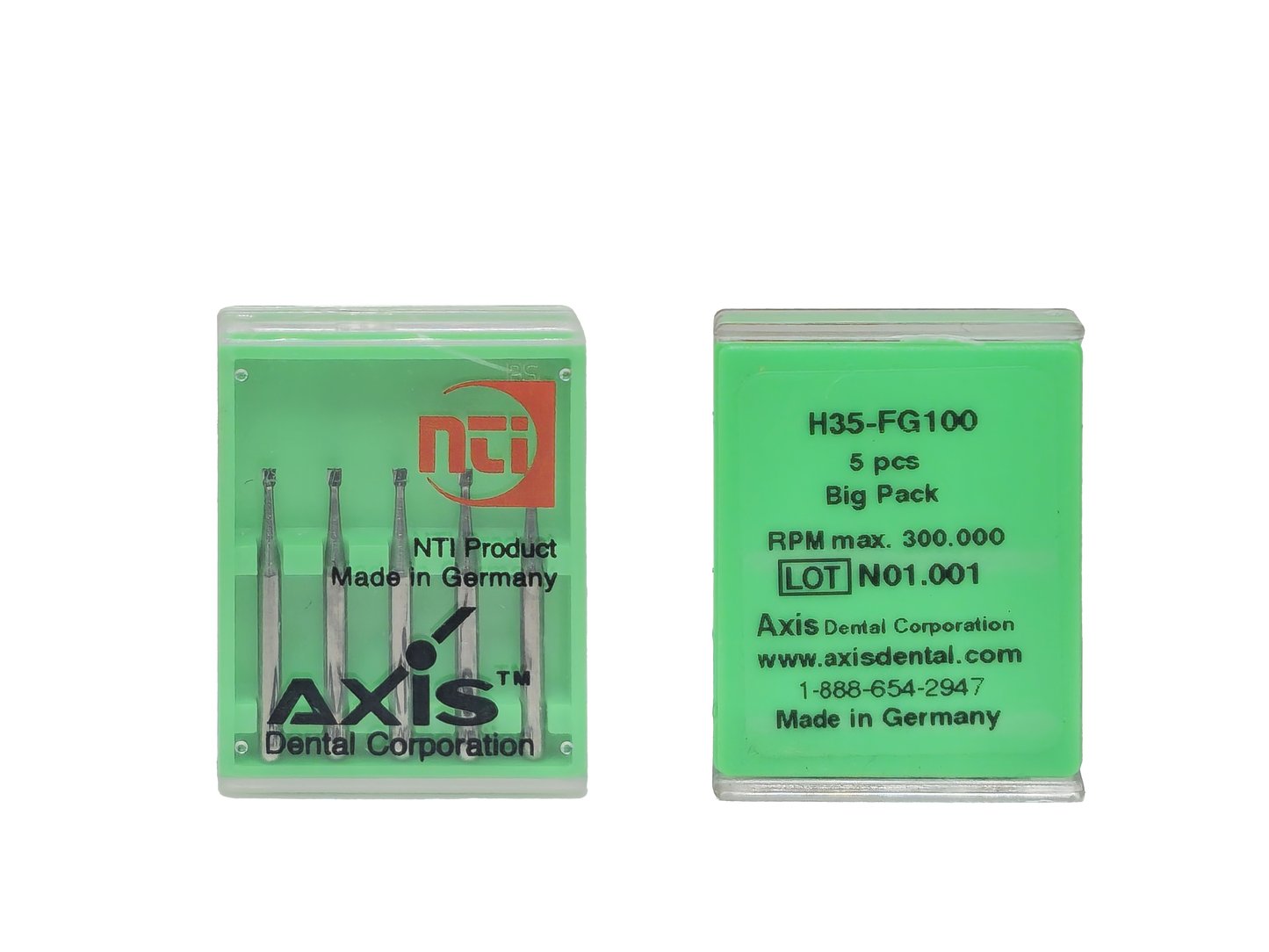 Axis NTI Carbide Bur Operative Friction Grip H35-FG100 (2 packs of 5)