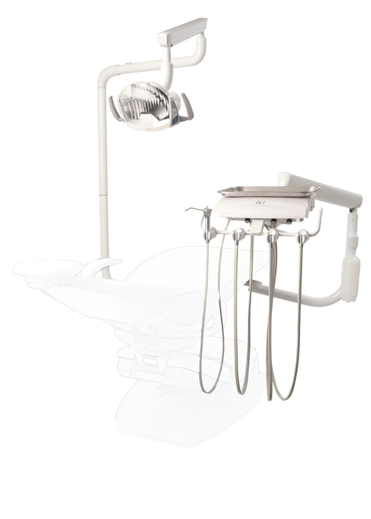 DCI Reliance Swing Mount Pole w/Auto Dental Unit & Light Pole, White