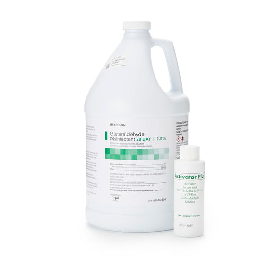 McKesson 28 Day Glutaraldehyde High-Level Disinfectant, Liquid, Chemical Scent, 1 Gallon, Activation Required, Max 28 Day Reuse