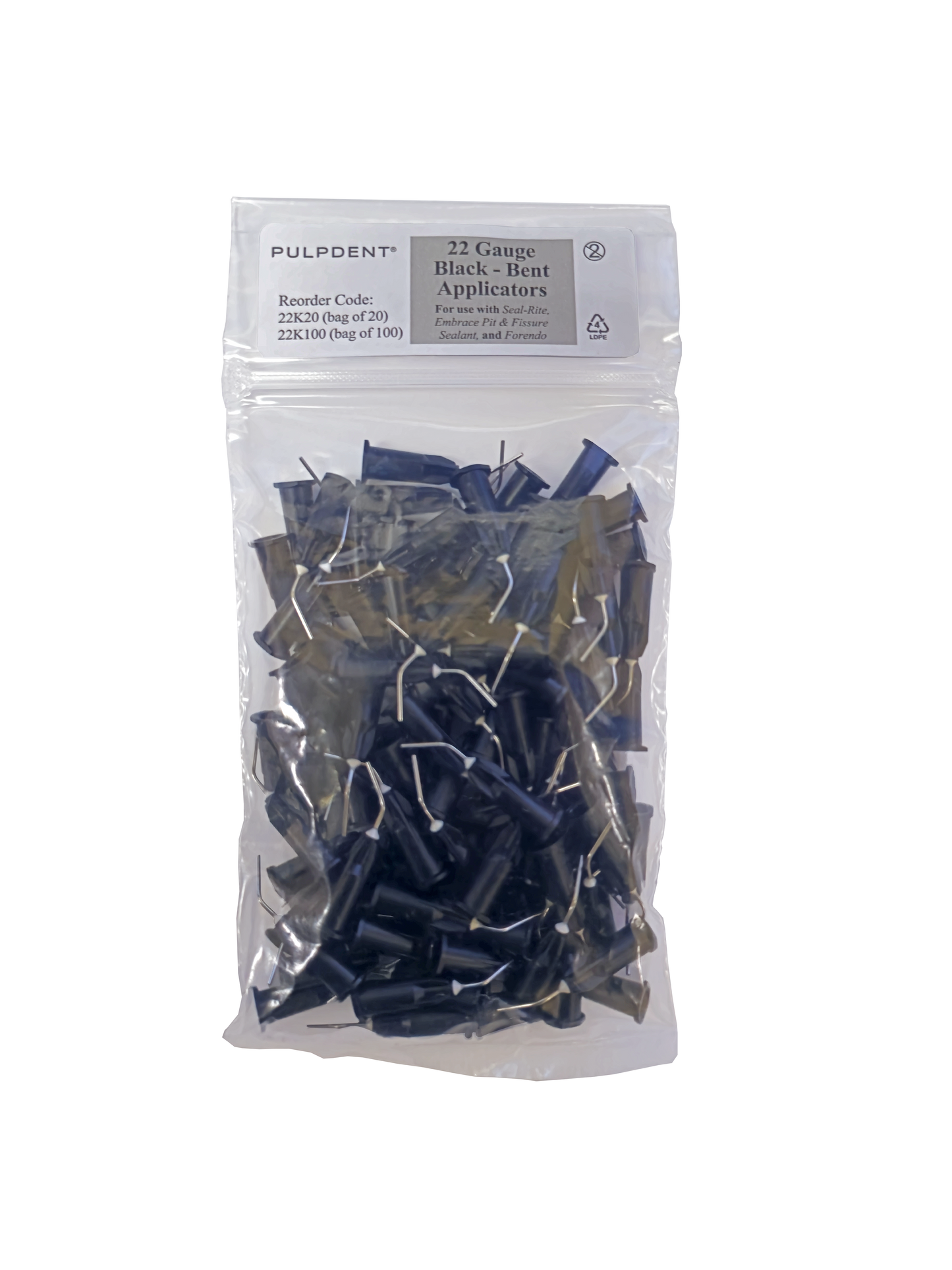 Pulpdent Embrace Wetbond Pit and Fissure Sealant Applicator Tips 22 Gauge (Black- Bent)