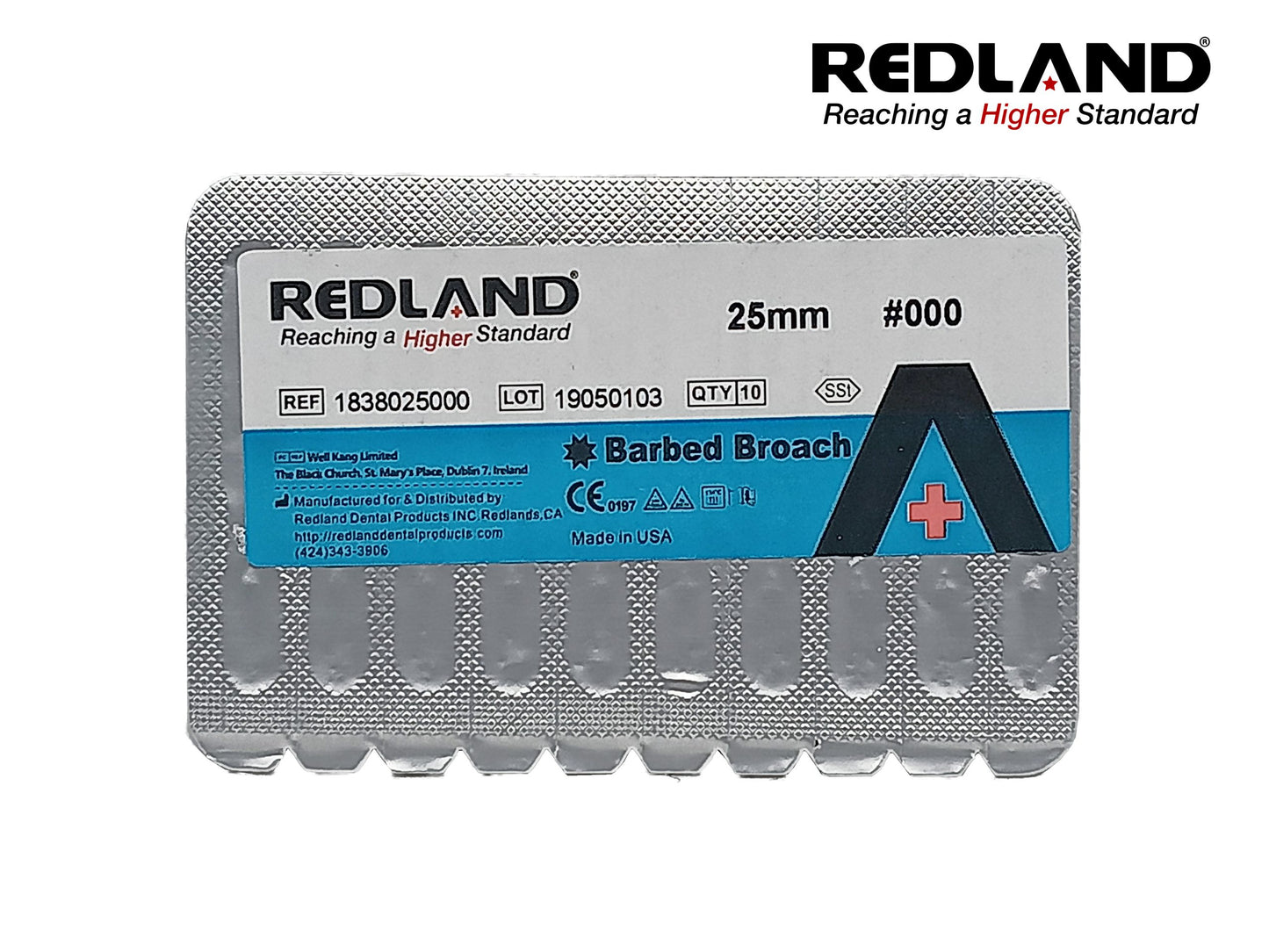 REDLAND Barbed Broach 25mm #000 Blister Front