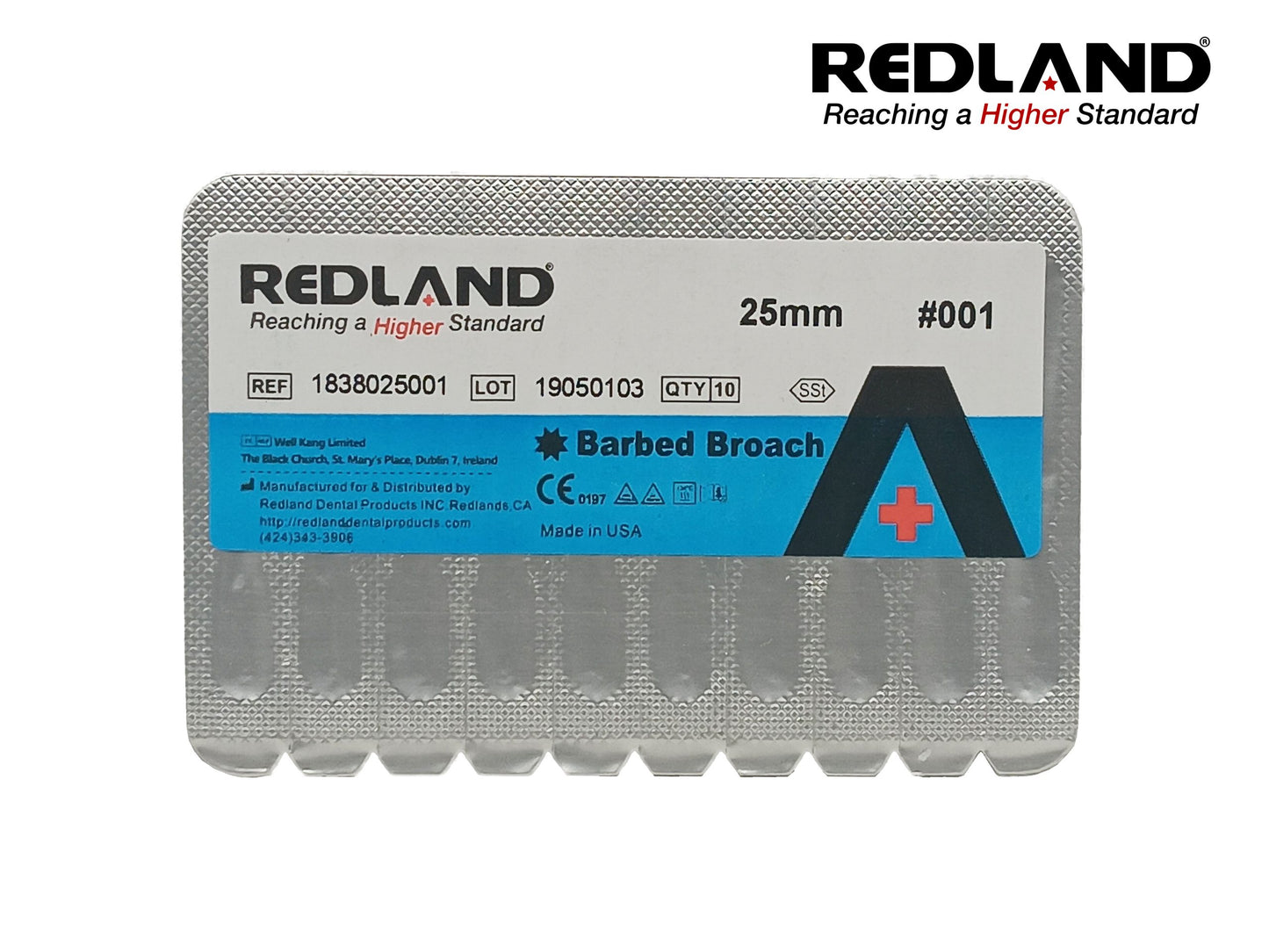 REDLAND Barbed Broach 25mm #001 Blister Front