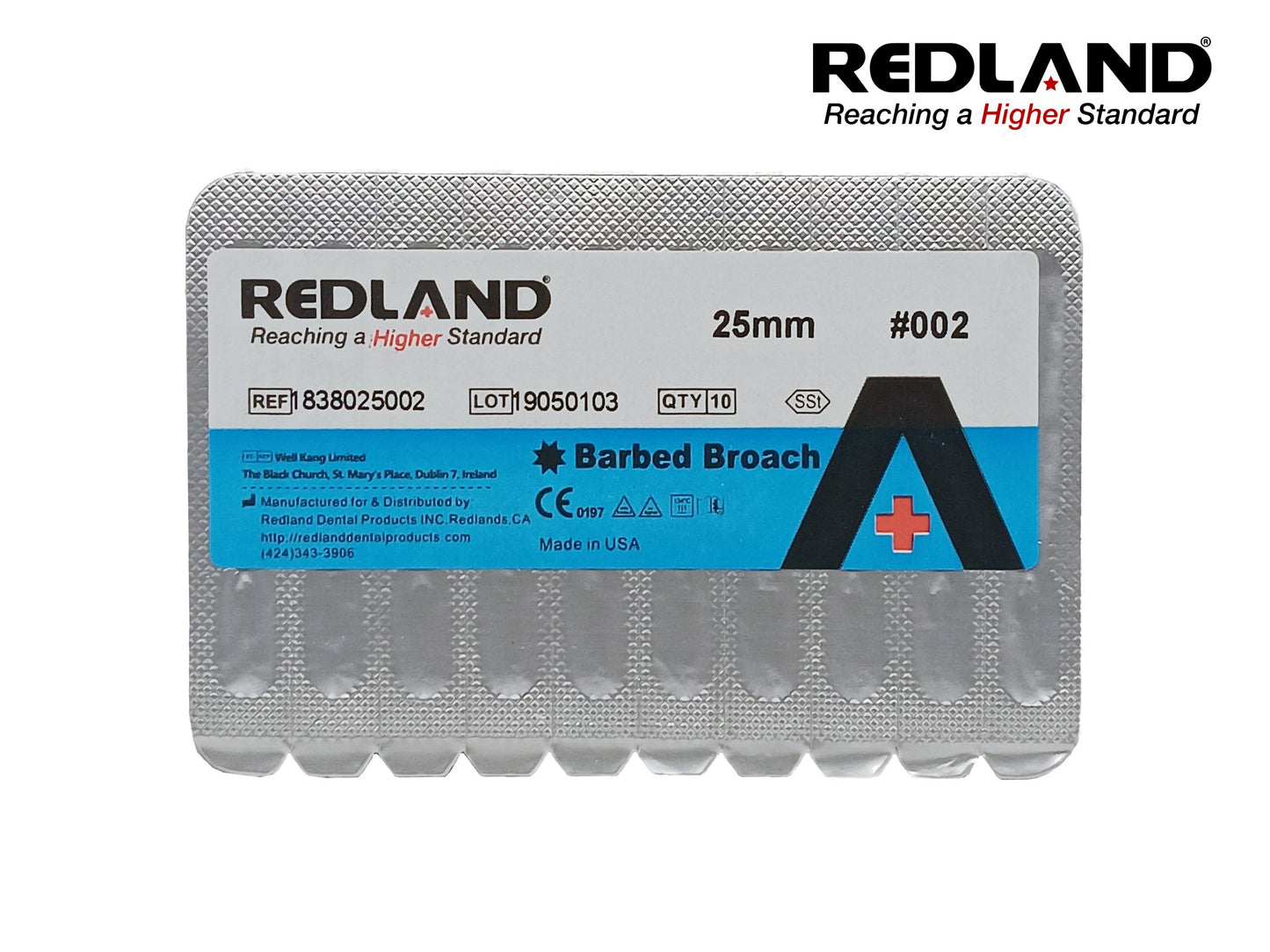 REDLAND Barbed Broach 25mm #002 Blister Front