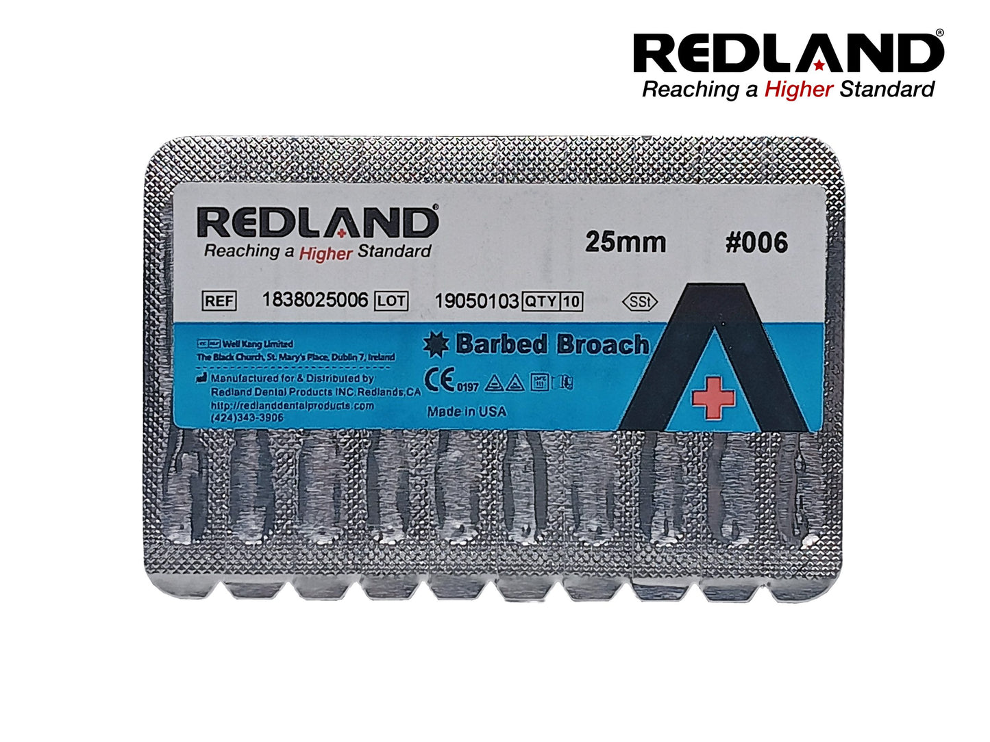 REDLAND Barbed Broach 25mm #006 Blister Front