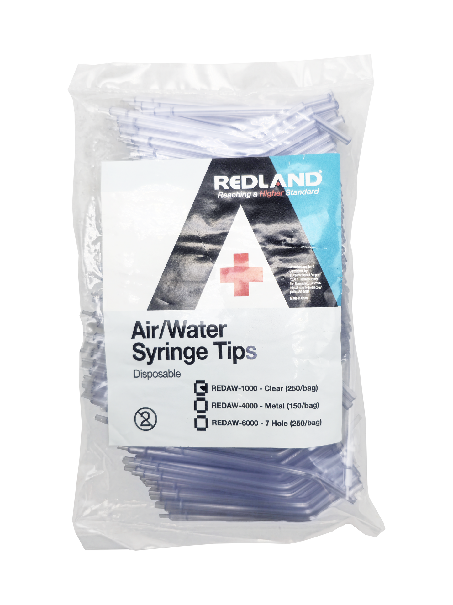 REDLAND Disposable Air/Water 3-Way Syringe Tips (250 Clear Tips)