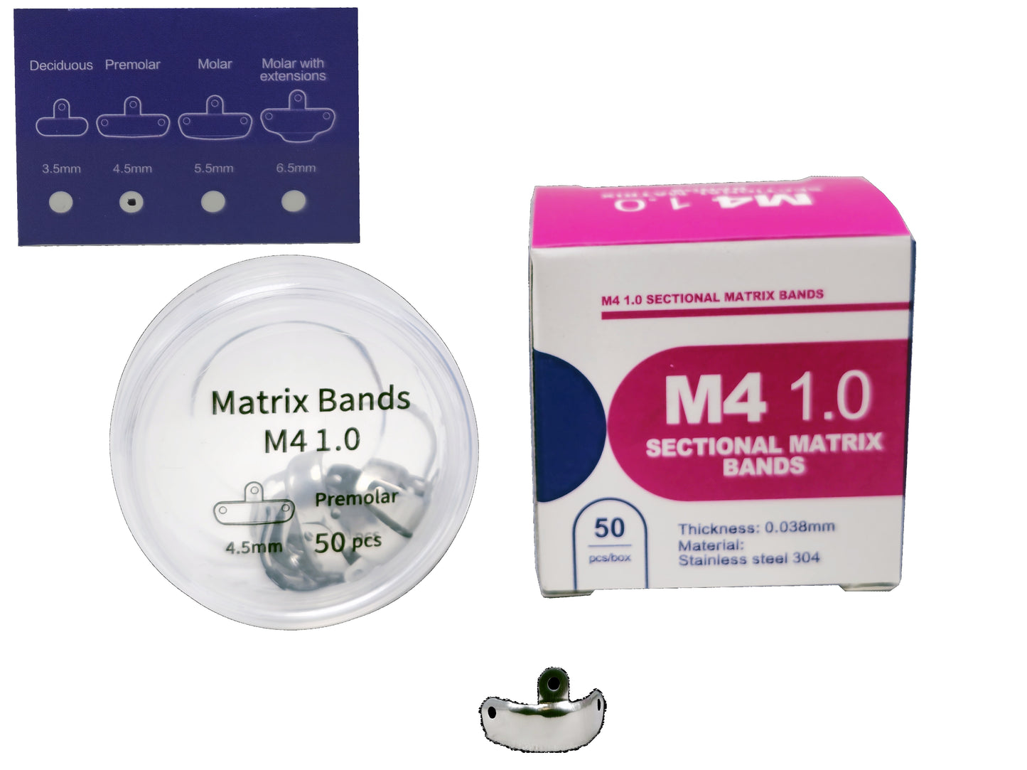 REDLAND Sectional Matrix, M4 1.0 Matrices Refill, All Sizes 50/PACK