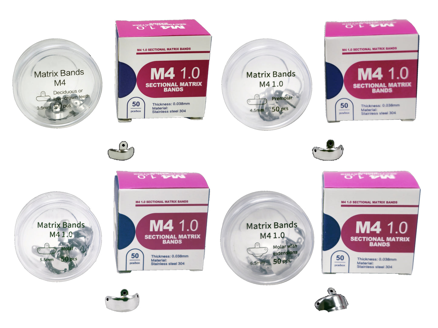 REDLAND Sectional Matrix, M4 1.0 Matrices Refill, All Sizes 50/PACK