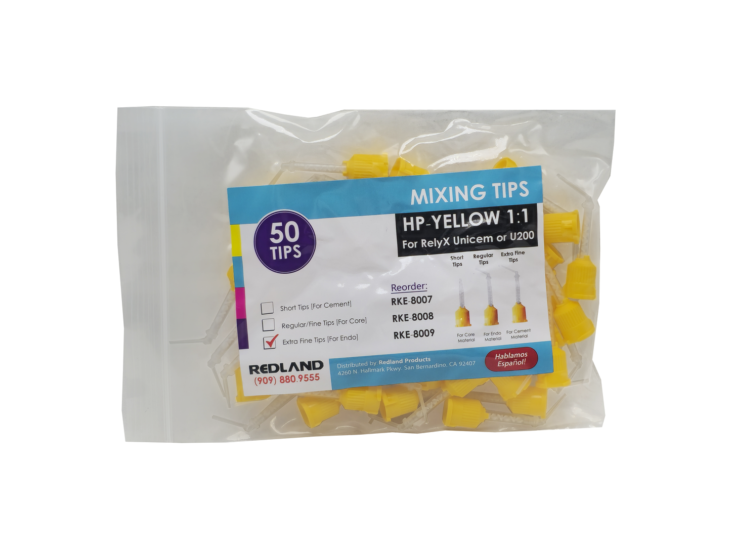 REDLAND Dental Yellow Short Mixing Tips for RelyX cement 1:1 50/pk 3M Type