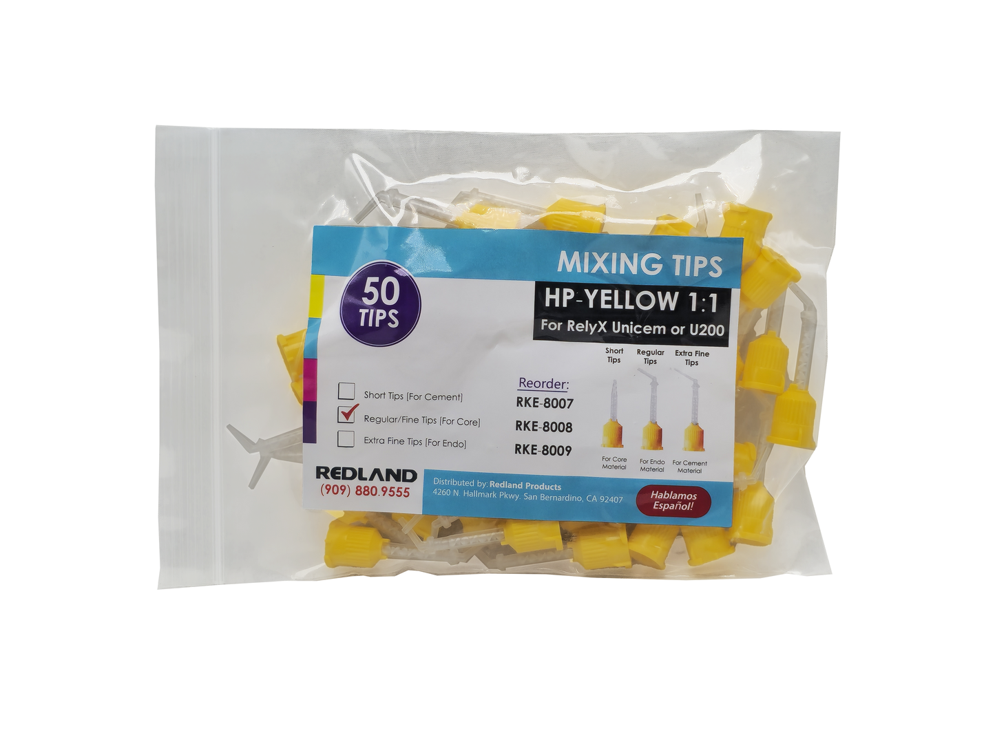 REDLAND Dental Yellow Short Mixing Tips for RelyX cement 1:1 50/pk 3M Type