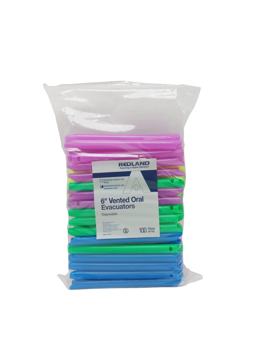 Redland 6" Vented Oral Evacuation HVE Tips (Assorted Colors)