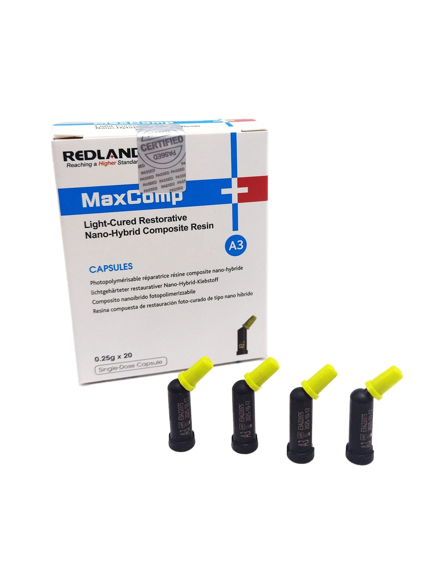 Redland MaxComp Light-Cured Restorative Nano-Hybrid Composit Resin Capsules A3 copy