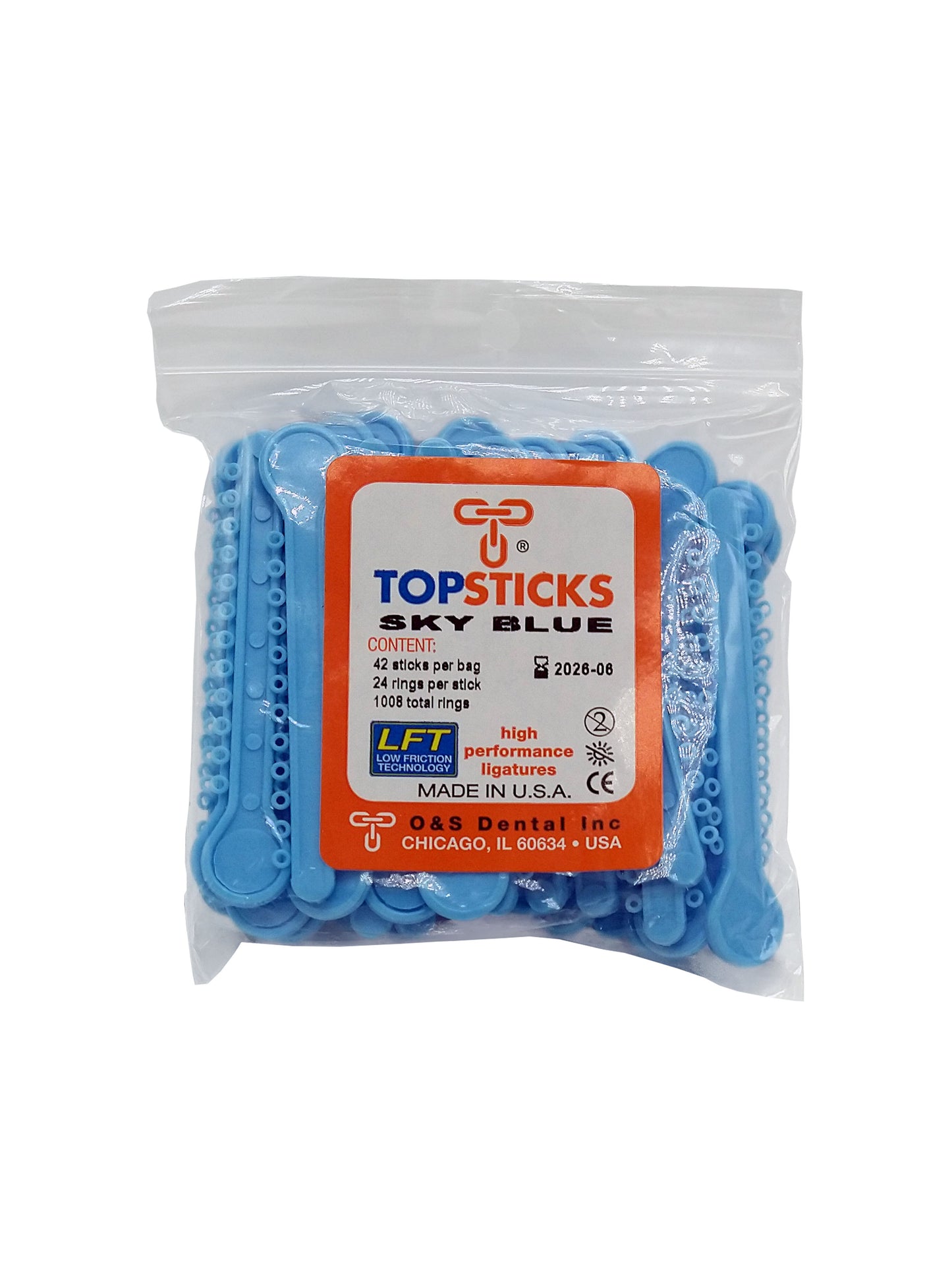 O & S Dental Topsticks High Performance Ortho Elastic Ligature Ties All Colors