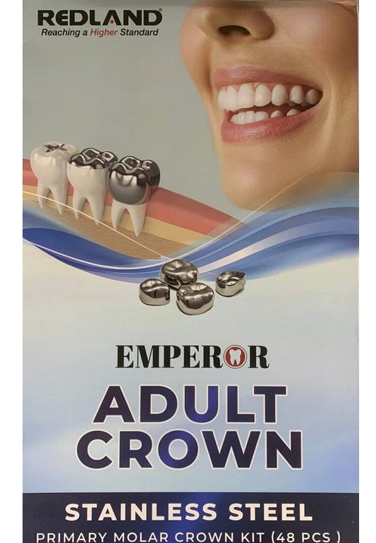 Redland DENTAL STAINLESS STEEL Permanent Molar Adult CROWN (KIT OF 48 PCS)