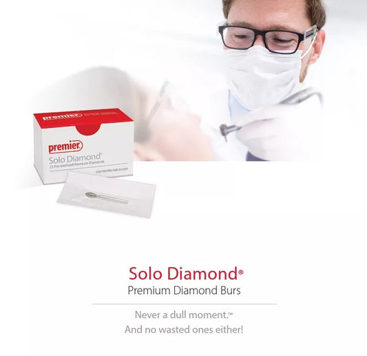Premier Dental SOLO Premium Diamond Burs FOOTBALL COARSE 368023C 5pcs
