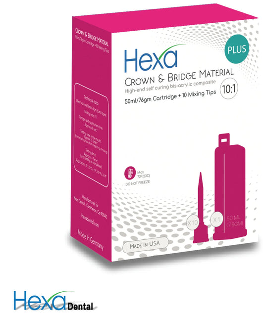 HEXA Temporary C&B Material 10:1 50 ml Cartridge + Tips