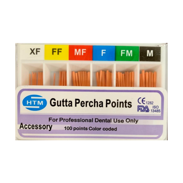 DIADENT Gutta Percha Points Endodontic Accessory Pack - 100 Pieces, 0.02 Taper, Assorted Sizes (F, FF, FM, L, M, MF, ML, XF)