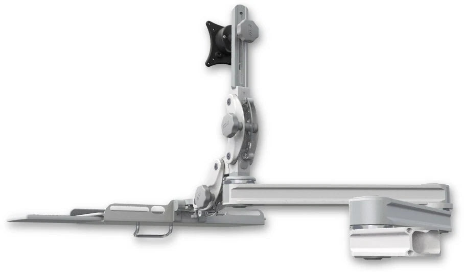 ICW Long T2 Paralink LCD arm mount for a 2" pole with a wrist-rest keyboard tray