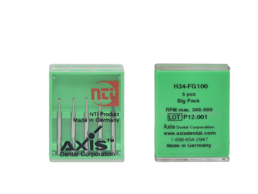 Axis NTI Carbide Bur Operative Friction Grip H34-FG100  (2 packs of 5)