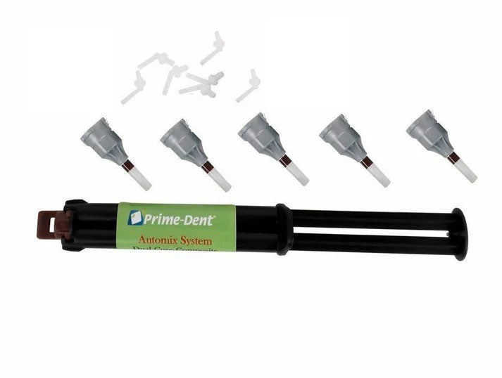 PRIME DENT DENTAL ADHESIVE CEMENT LUTING DUAL CURE AUTOMIX SYRINGE A2