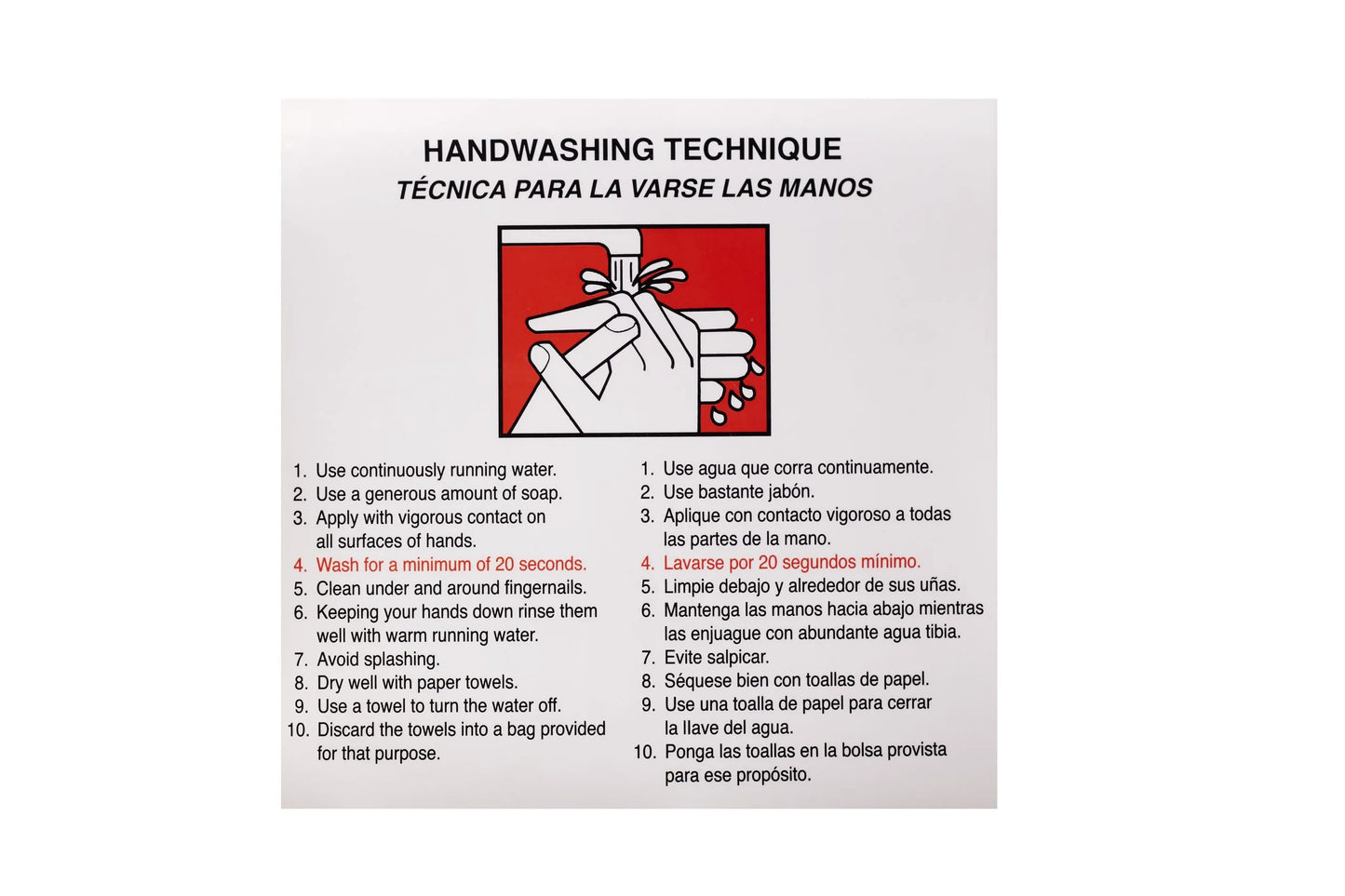 Compliance Training Partners Handwashing Technique (English/Spanish) (12 Pk)