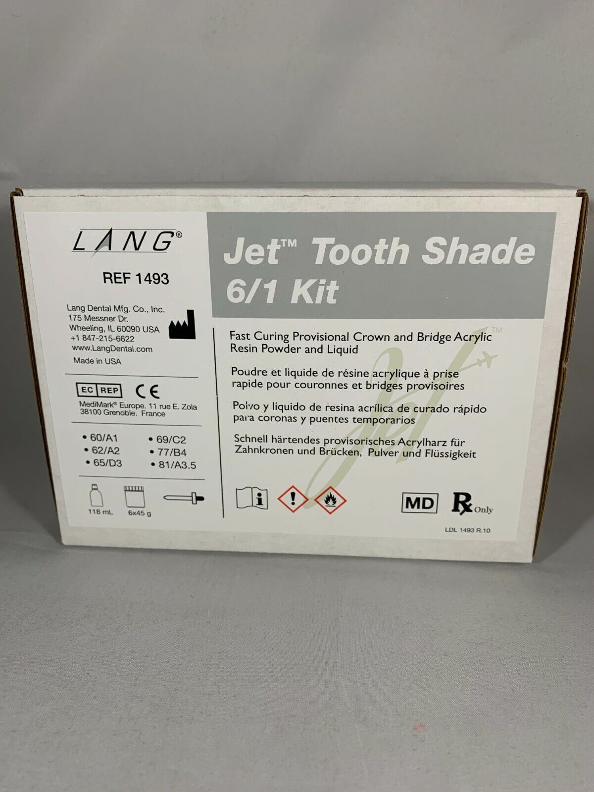 Lang Jet Tooth Shade 6-1 Kit Fast Curing C&B Acrylic Resin Powder & Liquid4