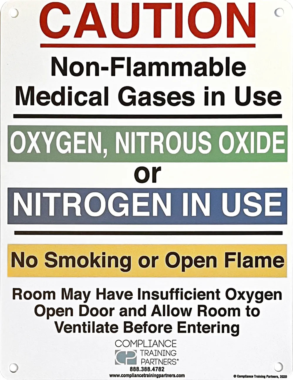 Compliance Training Partners Medical Gas Warning Sign x3