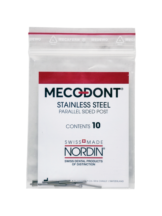 MECODONT Dental Stainless steel Parallel Sided Post 10/Pk Refill by NORDIN-SWISS
