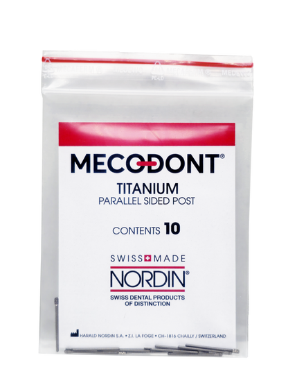 MECODONT Dental Titanium Parallel Sided Post 10/Pk Refill by NORDIN-SWISS