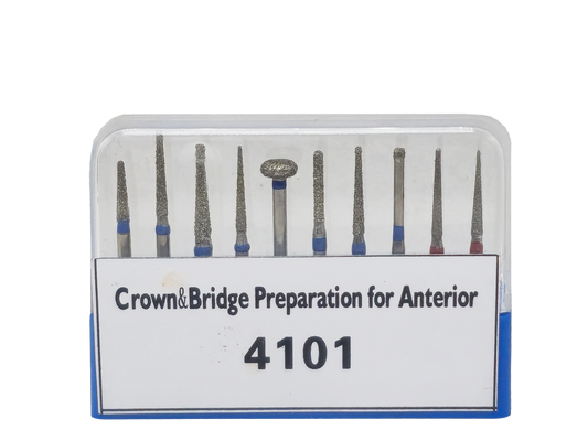 REDLAND Dental Diamond Bur Kit FG-4101 Crown & Bridge Preparation for Anterior 10/Pk