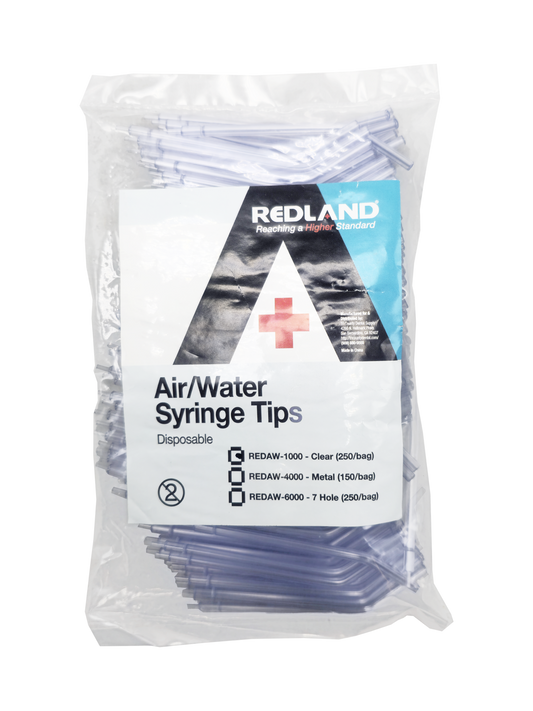 REDLAND Disposable Air/Water 3-Way Syringe Tips (250 Clear Tips)