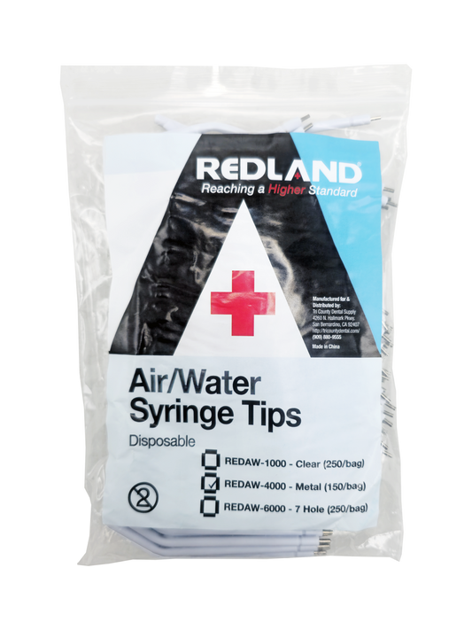 REDLAND Disposable Air/Water 3-Way Syringe Tips (150 Metal Tips)