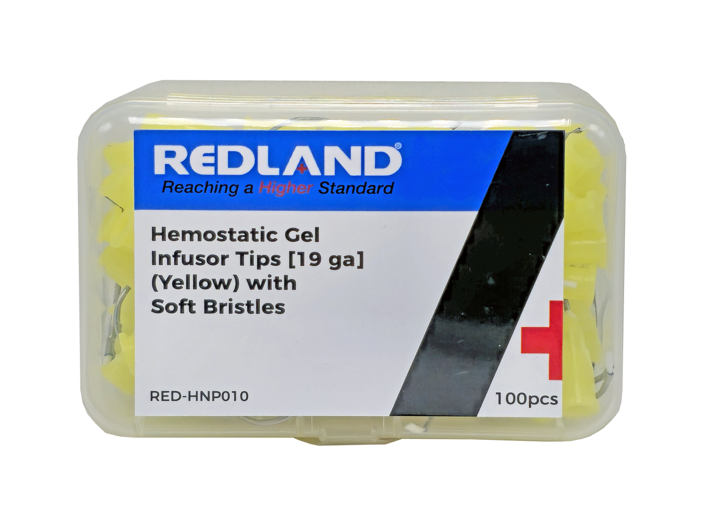 REDLAND Hemostatic Gel Infusor Tips [19ga] Yellow with Soft Bristles (100/Pk)
