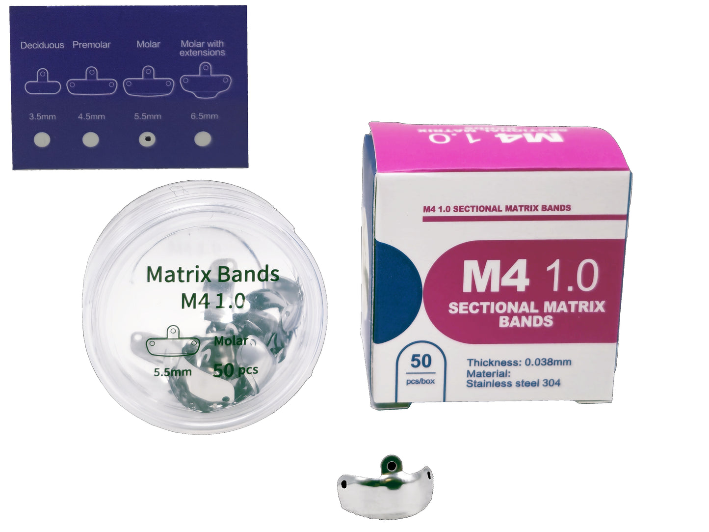 REDLAND Sectional Matrix, M4 1.0 Matrices Refill, All Sizes 50/PACK