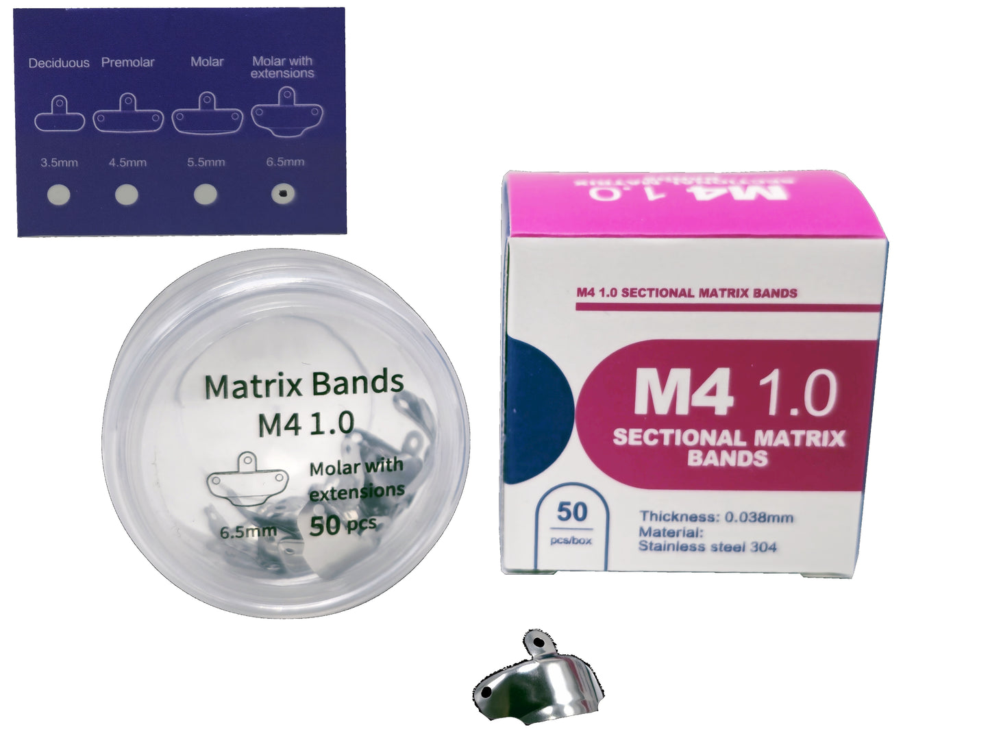 REDLAND Sectional Matrix, M4 1.0 Matrices Refill, All Sizes 50/PACK