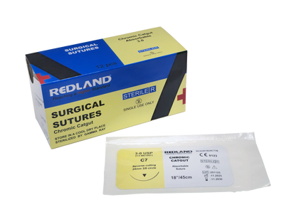 REDLAND Chromic Gut Suture 2-0 C7 24mm Needle 27" (Box of 12)