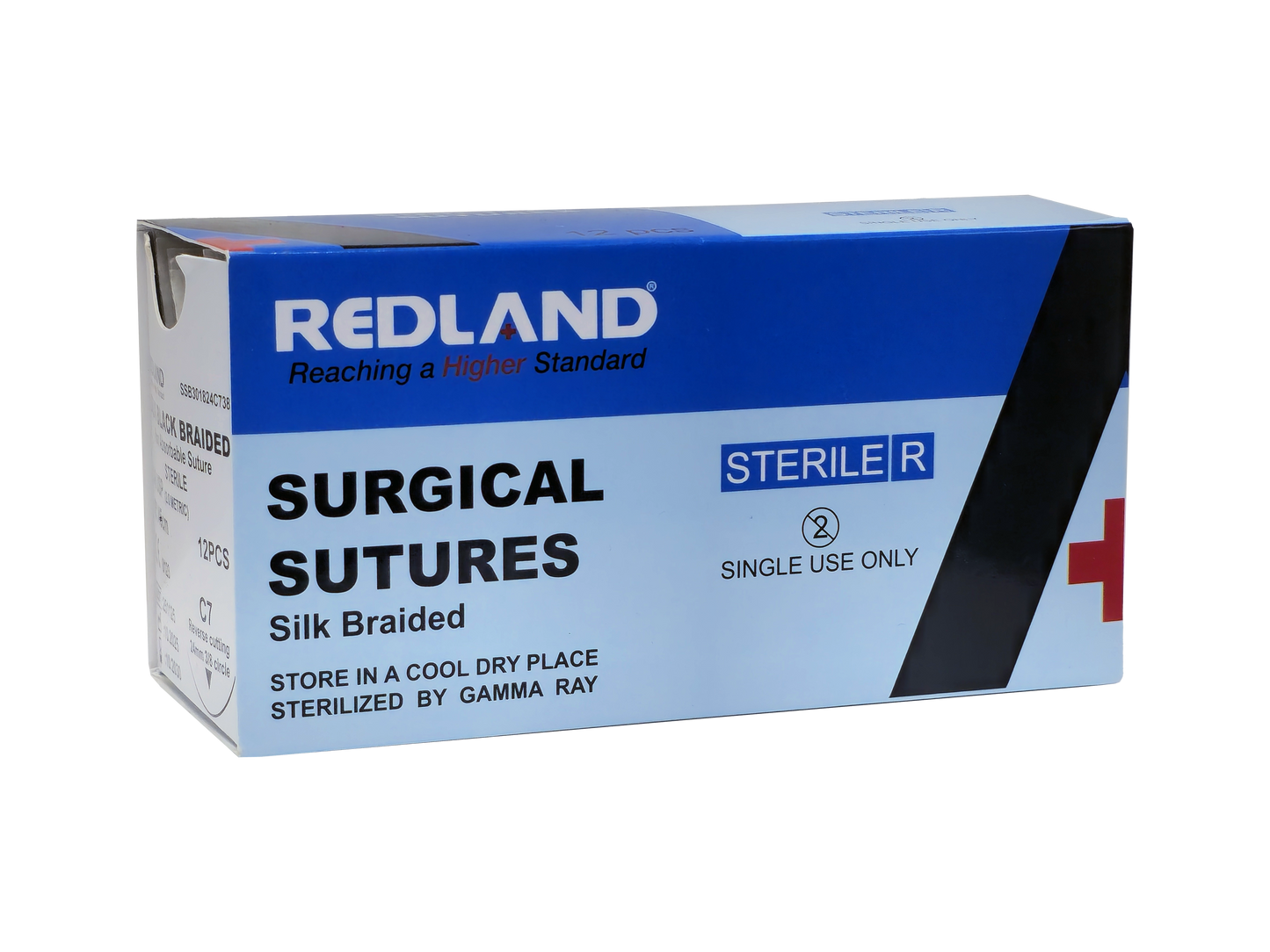REDLAND Silk Suture Black 3-0 C7 24 mm Needle 18"  (Box of 12)