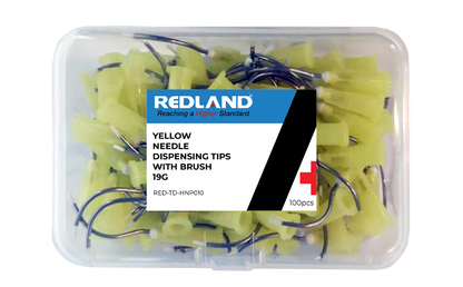 REDLAND Hemostatic Gel Infusor Tips [19ga] Yellow with Soft Bristles (100/Pk)