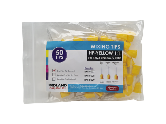 REDLAND Dental Yellow Short Mixing Tips for RelyX cement 1:1 50/pk 3M Type