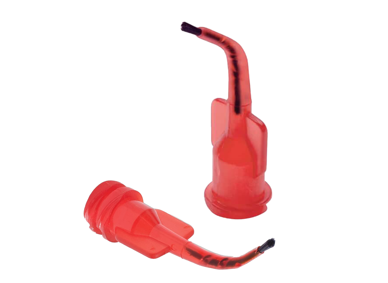 REDLAND Spiralbrush Tip [RED] (Curved Cannula with Soft Brush Tip) 100/Pk