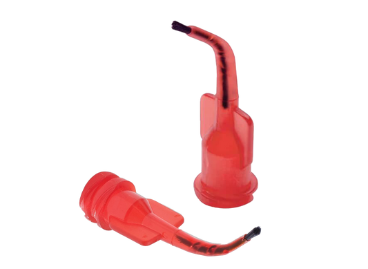 REDLAND Spiralbrush Tip [RED] (Curved Cannula with Soft Brush Tip) 100/Pk