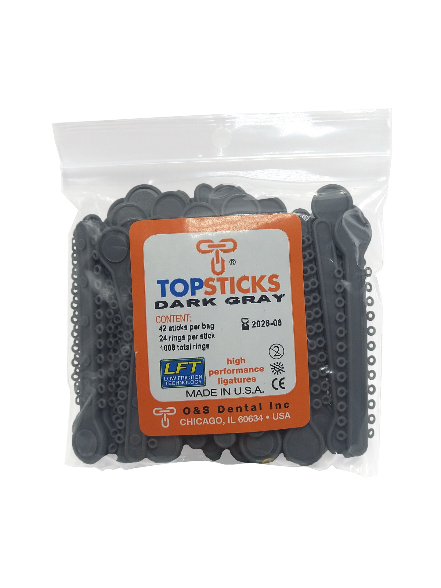 O & S Dental Topsticks High Performance Ortho Elastic Ligature Ties All Colors