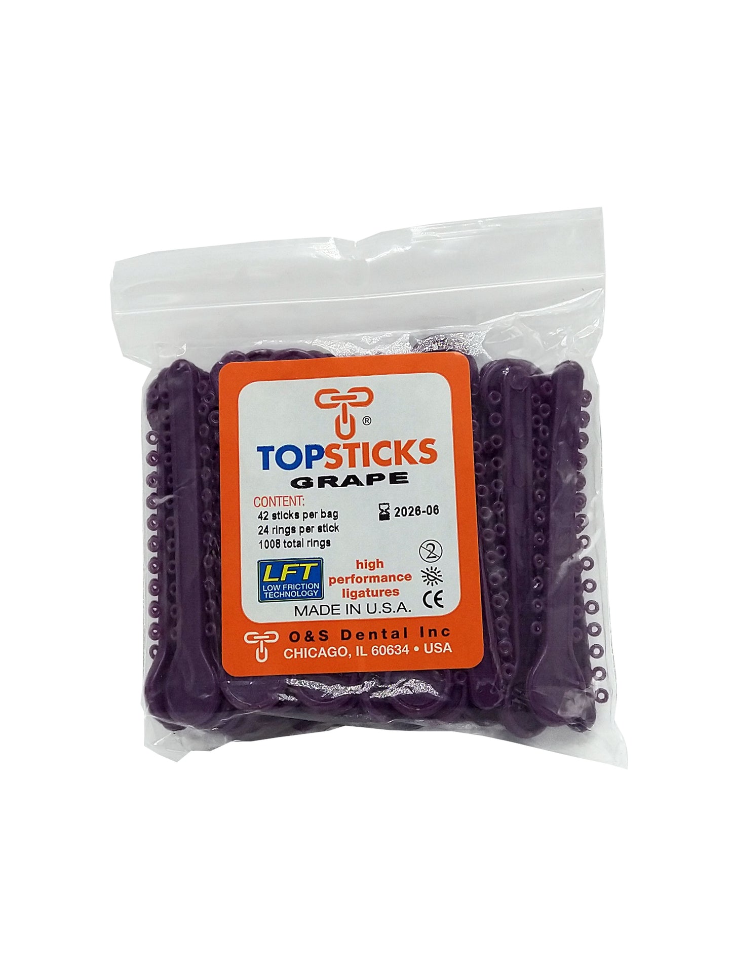 O & S Dental Topsticks High Performance Ortho Elastic Ligature Ties All Colors